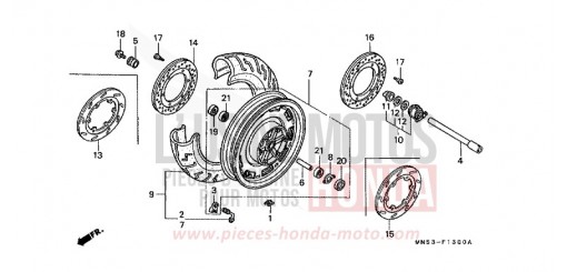 FRONT WHEEL GL1500J de 1988